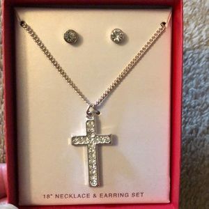 Cross necklace and earrings set